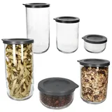 Ritzenhoff & Breker 6tlg Set Boho Vorratsdosen Anthrazit aus Glas & Kunststoff