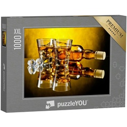 puzzleYOU Puzzle Eine Flasche Whiskey und 2 Whiskeys on the rocks, 1000 Puzzleteile, puzzleYOU-Kollektionen Whisky