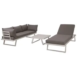 Möbilia Sitzgruppe Ecksofa Couchtisch grau/dunkelgrau