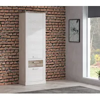Forte Mehrzweckschrank "Duro", weiß (pinie weiß, eiche antik), B:71,2cm H:212cm T:41,3cm, Dekorfolie, FSC-zertifizierter Holzwerkstoff, Schränke, Mehrzweckschrank, Höhe 212 cm, Bücherregal mit Türen und Schublade, im Landhausstil