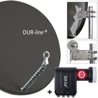 Dur-Line Select 85/90cm Komplettanlage anthrazit + Octo LNB Komplettanlage,