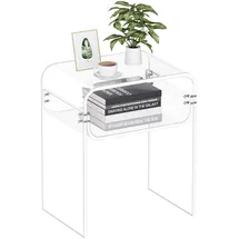 Vevor Acryltisch Beistelltisch 2-stufiger durchsichtiger Nachttisch mit Ablage, moderner rechteckiger Acryltisch, Dicker Nachttisch für Schlafzimmer Wohnzimmer Arbeitszimmer, 30 x 40 x 50 cm