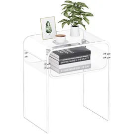 Vevor Acryltisch Beistelltisch 2-stufiger durchsichtiger Nachttisch mit Ablage, moderner rechteckiger Acryltisch, Dicker Nachttisch für Schlafzimmer Wohnzimmer Arbeitszimmer, 30 x 40 x 50 cm
