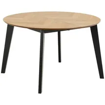 VCM Georgetown Esstisch Ø120/198 cm inkl. 2 Zusatzplatten, Fischgräte, Eiche dekor.