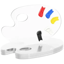 Relaxdays Malpalette 10er Set, Mischpalette 15x25 cm, klare Farbpalette mit Griffloch, Farbteller, Acryl, transparent