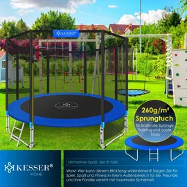 Kesser Trampoline Komplettset 305 cm inkl. Sicherheitsnetz, Leiter und Randabdeckung blau