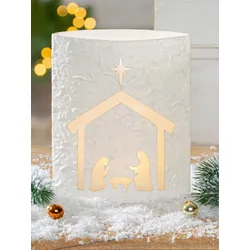 Dekoleuchte Krippe LED Papier creme