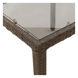 vidaXL Gartentisch mit Glasplatte Braun 90x90x75 cm Poly Rattan