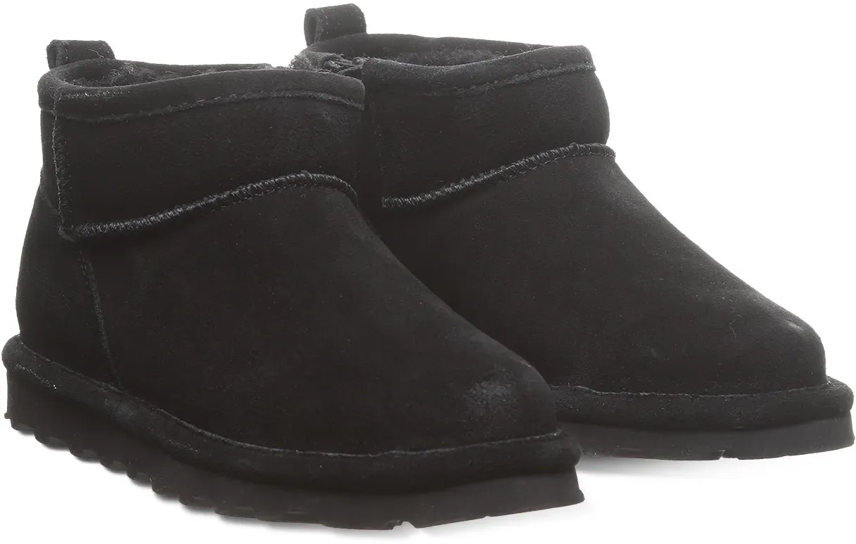 Winterboots BEARPAW "SHORTY YOUTH", Damen, Gr. 32, schwarz, Veloursleder, casual, Schuhe, Winterstiefel, Schlupfstiefel, Kinderschuh mit Lammwolle