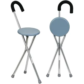 Mobiclinic Gehstock mit Sitz Gloria bis 90 kg faltbar Aluminium grau