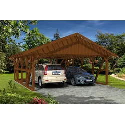 Skan Holz Schwarzwald Doppel 684x772cm Dachlatt.nussbaum inkl.Abstellraum Holzcarport