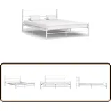 Bettgestell Weiß Metall 140×200 Cm - Metallbetten - Doppelbett - Weißes Bettgestell - Bettgestell 140x200 - Bettrahmen