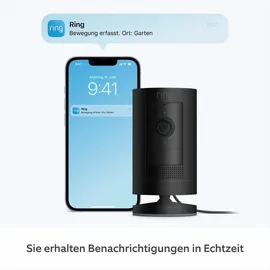 Ring Stick Up Cam Plug-in IP-Sicherheitskamera, Innen & Außen, Kabellos, 2400 MHz, Tisch/Wand, Schwarz