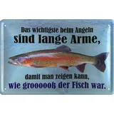 Geschenkeparadies 24 Deko Blechschild 20x30cm Das wichtigste beim Angeln sind Lange Arme Angler