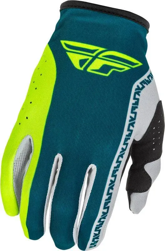 Fly Racing Lite Handschuhe Grau Lime Teal - 3XL