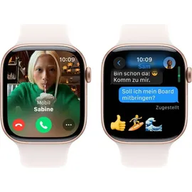 Apple Watch Series 10 GPS 46 mm Aluminiumgehäuse roségold Sportarmband blassrosa M/L