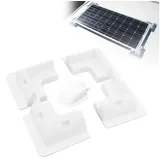 Rhein Beleuchtung Solarmodul Solarpanel Montageset, 5-tlg, 0 W, ABS-Kunststoff, (Set, 5-St., Für Wohnmobil, Dach, Boot & Camping), Bohrfrei & Mit Kabeldurchführung, Aus UV-beständigem ABS (Weiß) silberfarben
