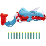 Nerf DinoSquad Tricera-Blast Blaster, aufklappbarer 3-Dart Lauf, 12 Nerf Darts, Dart-Aufbewahrung, Triceratops Design