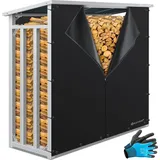 Kesser KESSER® Kaminholzregal Metall 188 x 70 x 185 cm Brennholzregal 3,3 SRM / 2,3m3 außen Stahlrahmen & Handschuhe Stapelhilfe Kaminholzlager Wasserdichter Holzlager für Garten Terrasse