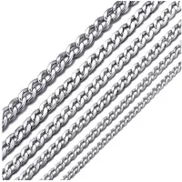DonDon Kette mit Anhänger Edelstahlkette Halskette silber, Panzerkette aus Edelstahl, für Herren, verschiedene Längen und Breiten silberfarben 56 cm / 0,4 cm