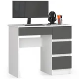 akord furniture factory IP0PBIUBIASZAPRA7 Computertisch Weiß mit Front Graphitgrau B90 x H77 x T50 cm - Weiß