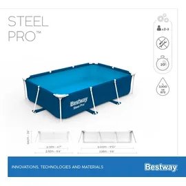BESTWAY Steel Pro Frame Pool ohne Pumpe 300 x 201 x 66 cm, dunkelblau, eckig