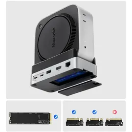 ORICO MiniDock 10-in-1 Dockingstation mit SSD-Festplatteneinschub – Silber Grau/Silber