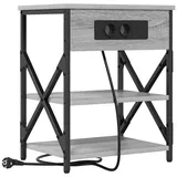 vidaXL Nachttisch mit Ladestation mit Regal Grau Sonoma Holzwerkstoff Vidaxl