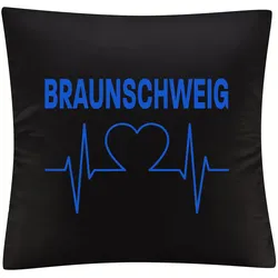 multifanshop Kissenbezug - Braunschweig - Herzschlag - Druck blau - Kissen