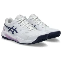 Tennisschuh ASICS "GEL-DEDICATE 8 CLAY", Gr. 42,5, weiß, indigo fog, Textil, Synthetik, sportlich, Schuhe