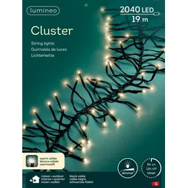Lumineo LED-Lichterkette Cluster 19 m schwarz warmweiß