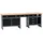 KÜPPER Werkbank Buchenholz 240x84x60 cm schwarz 6 Schubladen 2 Türen bestückt