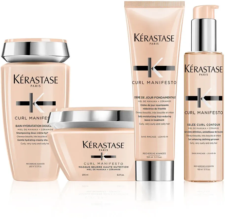 Kérastase Curl Manifesto Pflegeset (Shampoo 250ml+ Maske 200ml+ Leave-In Creme 150ml+ Leave-In 150ml)