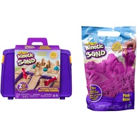 Kinetic Sand Sandspiel Koffer mit 907 Indoor-Sandspaß & Beutel Pink, 907 g - magischer Sand aus Schweden für Indoor-Sandspiel, ab 3 Jahren