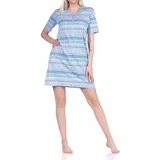 Normann Wäschefabrik Nachthemd Ethnolook Blau 36-38
