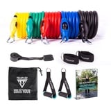 PULLUP & DIP Widerstandsbänder Set, Fitnessbänder Resistance Bands mit Griffen, Türanker, Fußschlaufen + Tragetasche (11-teilig), Tube Bänder, Expander Tubes, Fitnessband, Widerstandsband