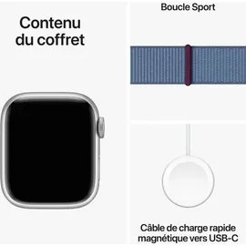 Apple Watch Series 9 GPS 41 mm Aluminiumgehäuse silber, Sport Loop winterblau One Size