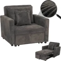 MCW Schlafsessel MCW-L90, Klappsessel Gästebett Relaxsessel, Liegefläche 200x100cm Stoff/Textil Cord ~ dunkelgrau