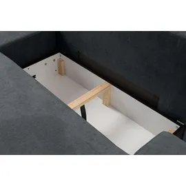 beautysofa Ecksofa GAVI L-Form 270 cm – mit Schlaffunktion & Bettkasten, Dunkelgrau, Eckseite links - Dunkelgrau