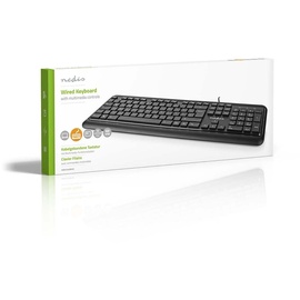 Nedis Kabelgebundenes Keyboard - USB-A - Multimedia - QWERTZ - DE-Layout - Numerische Tastatur Schwarz USB, DE (KBMU200BKDE)