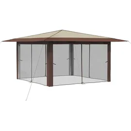 vidaXL Pavillon 4 x 4 m inkl. 4 Seitenteile Creme/Braun