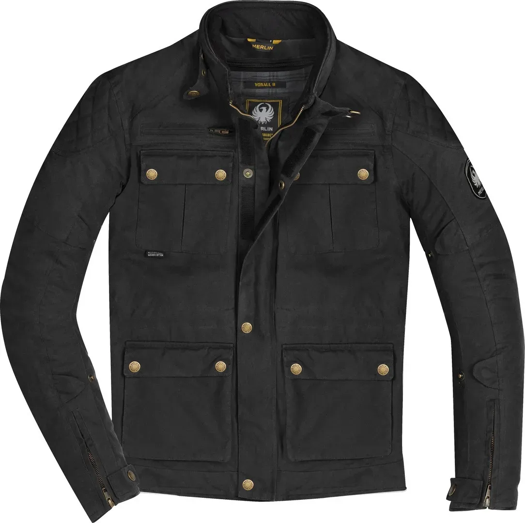 Merlin Yoxall II Motorrad Wachsjacke, schwarz, Größe 4XL für Männer