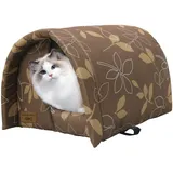 Vinnypet Katzenhaus Für Draußen Winterfest Wasserdicht Und Warm Faltbare Katzenhöhle mit Plüschkissen Weich Hundehöhle Tierheim Für Streuner Haustiere 42x31x28cm
