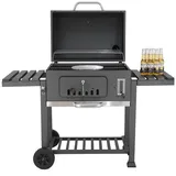 Holzkohlegrill xxl, Grillwagen mit Rädern, holzkohlegrill mit deckel, BBQ Grill, Standgrill, Smoker, Große Kapazität grillwagen, 152x136x60cm, Grau