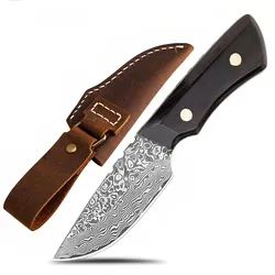 Muxel Das extra kleine vielseitige Outdoormesser, Hackmesser und Fleischmesser für Küche und Abenteuer mit Lederscheiide