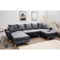 Wohnlandschaft COLLECTION AB "Raisa U-Form", grau (anthrazit), B:314cm H:45cm T:158cm, 100%Polyester, Sofas, mit Federkern, Kissen und Steppung im Sitzbereich
