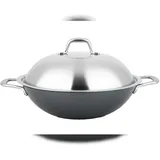 Carl Schmidt Sohn Carl Schmidt Sohn, ALTENA Ø 32 x 9cm Schmiedeeiserne chinesische Wok-Pfanne mit Edelstahl-Deckel