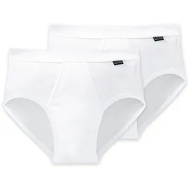 SCHIESSER Essential white double rib sports briefs with a fly L 2er Pack