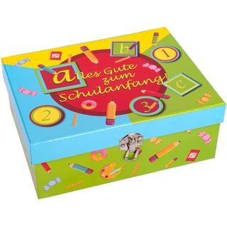 IDENA 30262 - Geschenkbox Schulanfang, ABC, Mitbringsel, 1. Schultag, Einschulung, Geschenkschachtel, Mittel