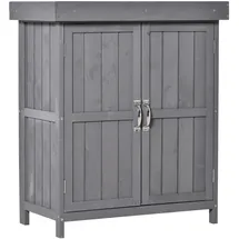 Outsunny Gartenschrank Geräteschrank mit Doppeltür, 2 Fächern wetterfest Tannenholz, Dunkelgrau 74 x 43 x 88cm